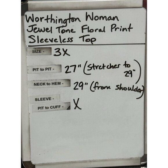 Worthington Woman Jewel Tone Floral Print Sleeveless Top‎ Career Office Size 3X - Picture 9 of 9
